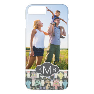 Monogram   Cute Hipster Cats Pattern iPhone 8 Plus/7 Plus Case