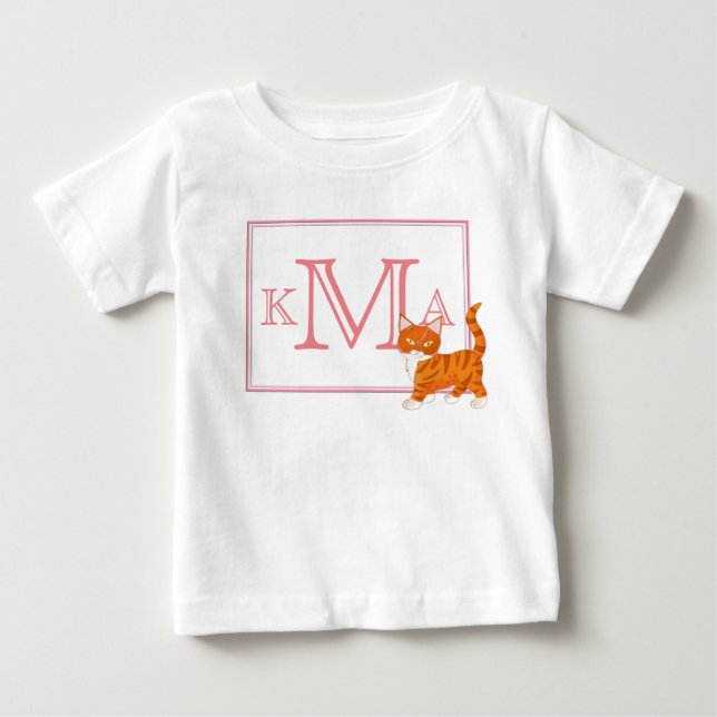 Monogram Cute Kitty Baby T-Shirt (Front)
