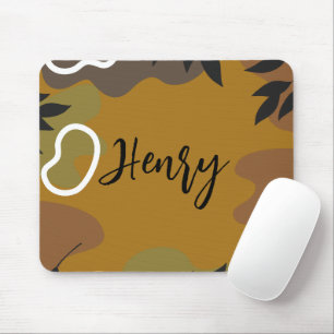 Monogram Cute mustard Abstract background and leaf Mouse Pad