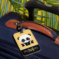 Monogram Cute Panda Bear Personalised Polka Dot