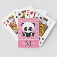 Monogram Cute Panda Bear Personalised Polka Dot