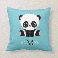 Monogram Cute Panda Personalised Bubble Gum Blue