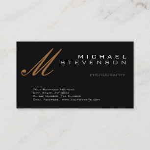Monogram Cute Plain Grey Black Business Card