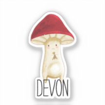 Monogram Cute Red Mushroom - Add Name