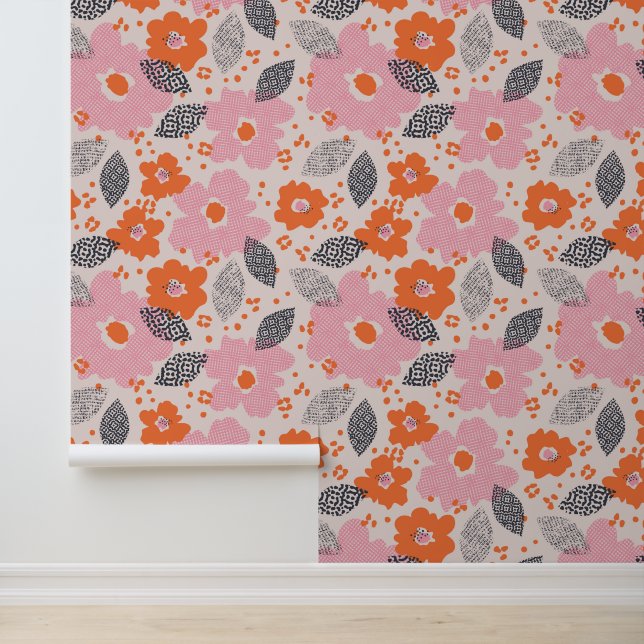 Monogram | Cute Retro Floral Pattern Wallpaper (Application)
