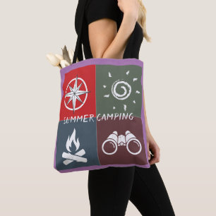 Monogram cute retro Summer camping Tote Bag