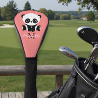 Monogram Cute Sitting Panda Personalised Salmon