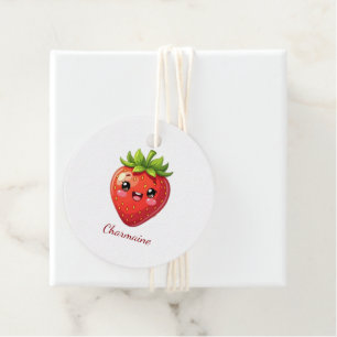 Monogram cute strawberry kawaii favour tags