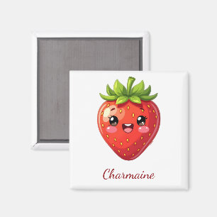 Monogram cute strawberry kawaii magnet