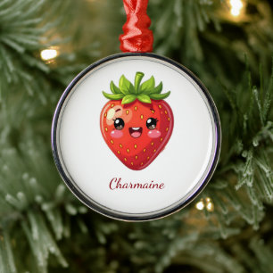 Monogram cute strawberry kawaii metal tree decoration