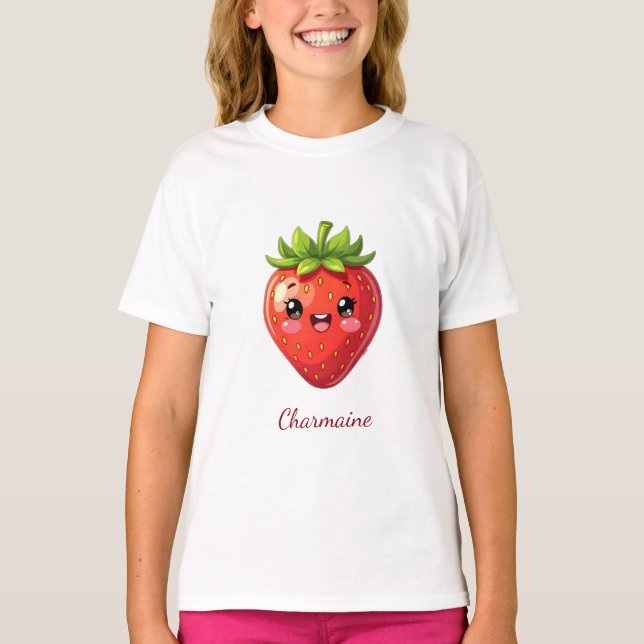 Monogram cute strawberry kawaii T-Shirt (Front)