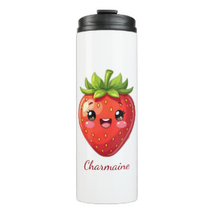 Monogram cute strawberry kawaii thermal tumbler