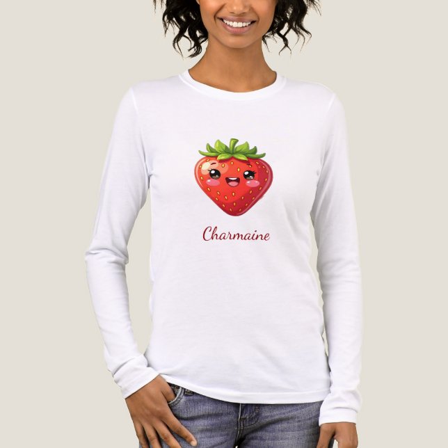 Monogram cute strawberry kawaii Tri-Blend shirt (Front)