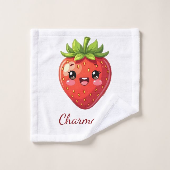 Monogram cute strawberry kawaii wash cloth (Wash Cloth)