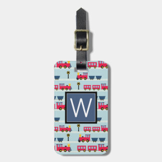 Monogram | Cute Trains Luggage Tag