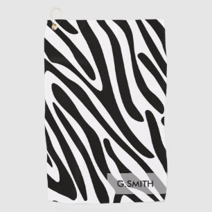 Monogram: Cute Zebra Stripes Safari Pattern. Golf Towel