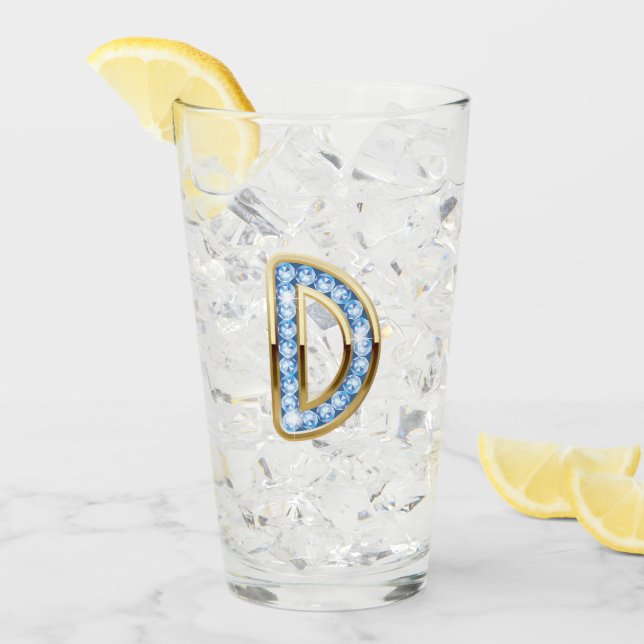 Monogram D - 16 oz Glass  (Front Ice)