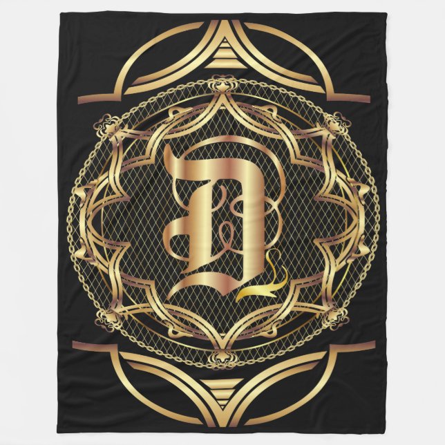 Monogram D CUSTOMIZE To Change Background Colour Fleece Blanket (Front)