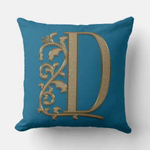 Monogram D Deep Navy Blue Family Wedding, Birthday Cushion