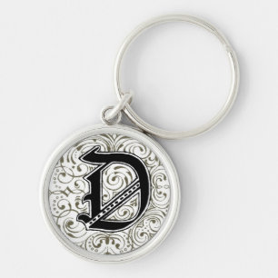 Monogram ‘D’ in Grey Key Ring