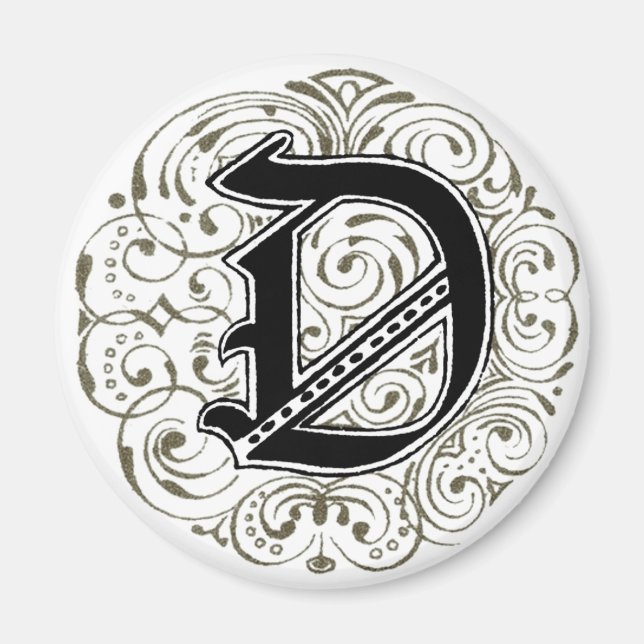 Monogram ‘D’ in Grey - Magnet (Front)