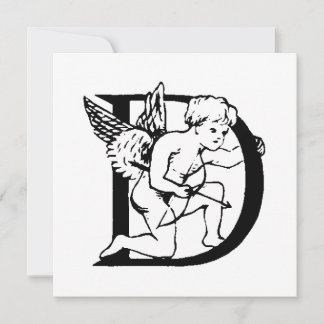 Monogram D Initial Black and White Cupid Pattern