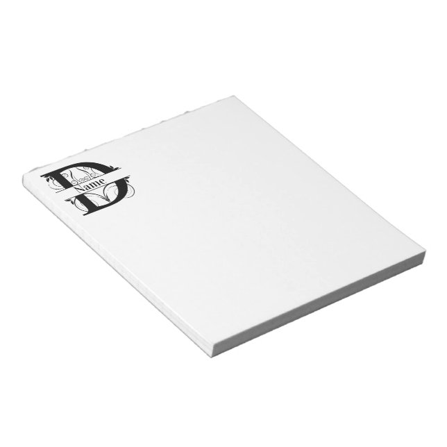 Monogram D Initial Stationary Desk Notepad (Angled)