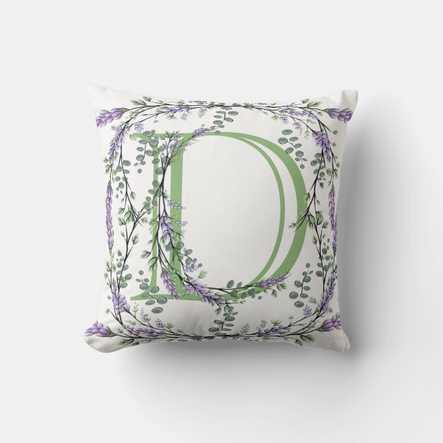 Monogram D Lavender Eucalyptus Cushion (Front)