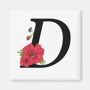 Monogram D, letter D, flowers, monogram, monogram Magnet