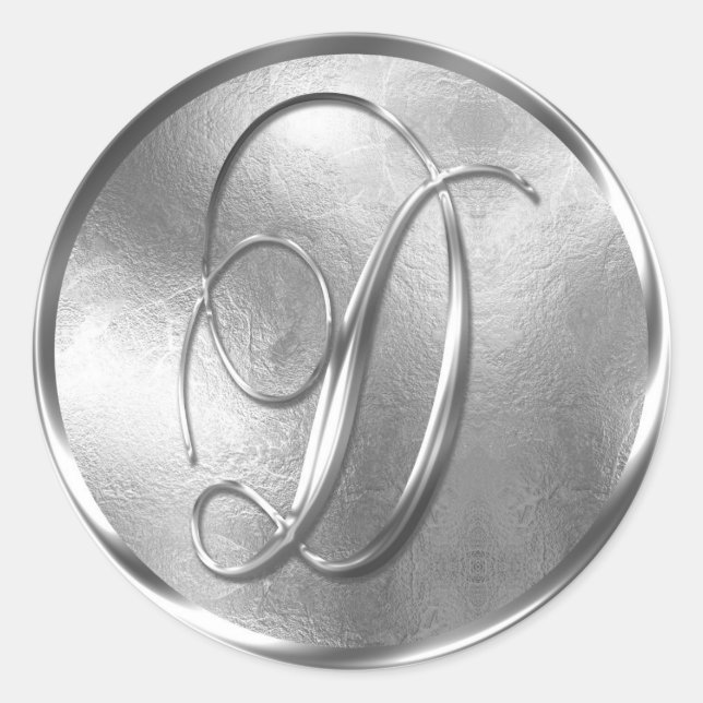 Monogram D NONMETALLIC Silver Envelope Seal (Front)