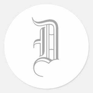Monogram "D" Sticker Old English Style_Grey text