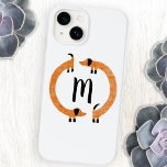Monogram Dachshund Sausage Dog Case-Mate iPhone 14 Case<br><div class="desc">Cute and funny dachshund,  sausage dogs or wiener dogs in perpetual motion.  Original art by Nic Squirrell.

Customise by changing or removing the initial.</div>