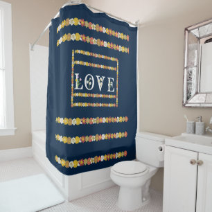 Monogram Daisy Flower Love  Shower Curtain