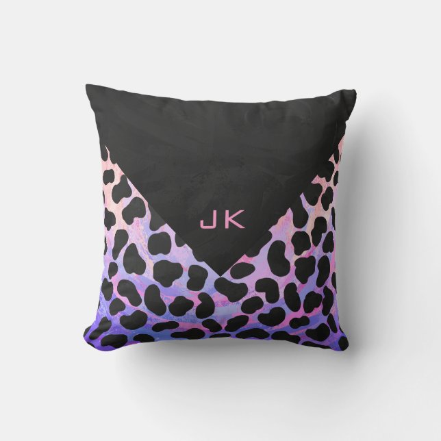 Monogram Dalmatian Black and Pink Cushion (Front)