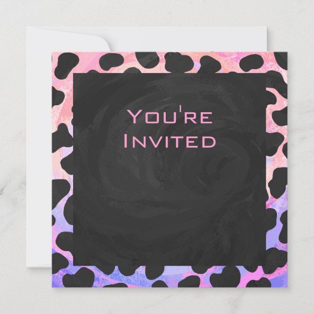Monogram Dalmatian Black and Pink Invitation (Front)