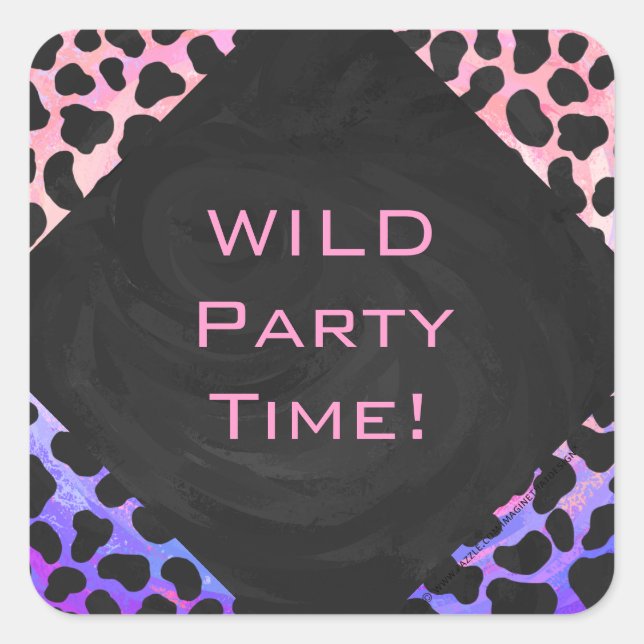 Monogram Dalmatian Black and Pink Square Sticker (Front)