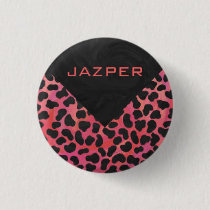 Monogram Dalmatian Black and Red 3 Cm Round Badge
