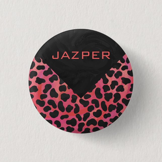 Monogram Dalmatian Black and Red 3 Cm Round Badge (Front)