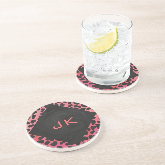 Monogram Dalmatian Black and Red Coaster (Side)