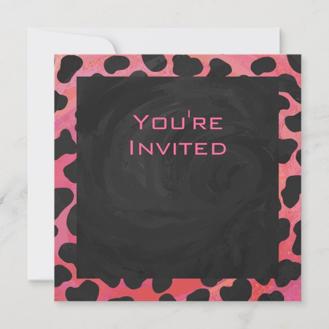 Monogram Dalmatian Black and Red Invitation (Front)