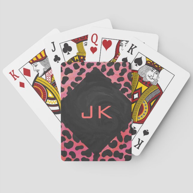 Monogram Dalmatian Black and Red Playing Cards (Back)