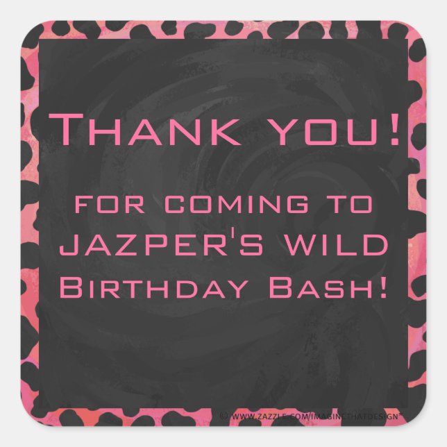 Monogram Dalmatian Black and Red Square Sticker (Front)