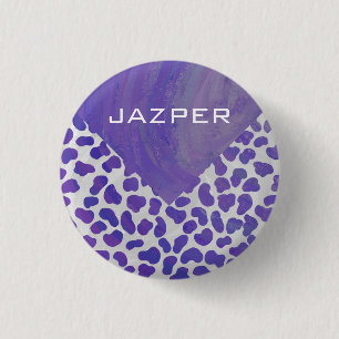 Monogram Dalmatian Purple and White Print 3 Cm Round Badge