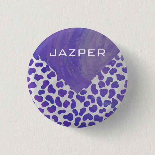 Monogram Dalmatian Purple and White Print 3 Cm Round Badge (Front)