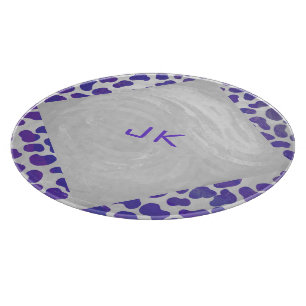 Monogram Dalmatian Purple and White Print Cutting Board
