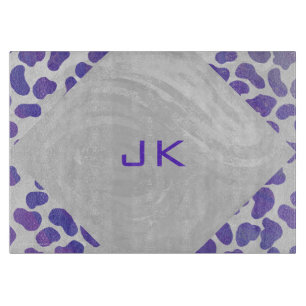 Monogram Dalmatian Purple and White Print Cutting Board
