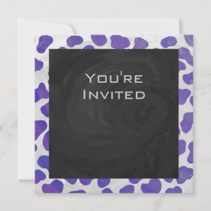 Monogram Dalmatian Purple and White Print Invitation