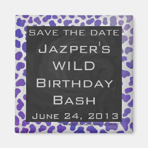 Monogram Dalmatian Purple and White Print Magnet