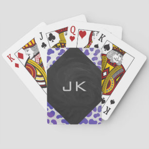 Monogram Dalmatian Purple and White Print Playing Cards