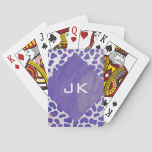 Monogram Dalmatian Purple and White Print Playing Cards